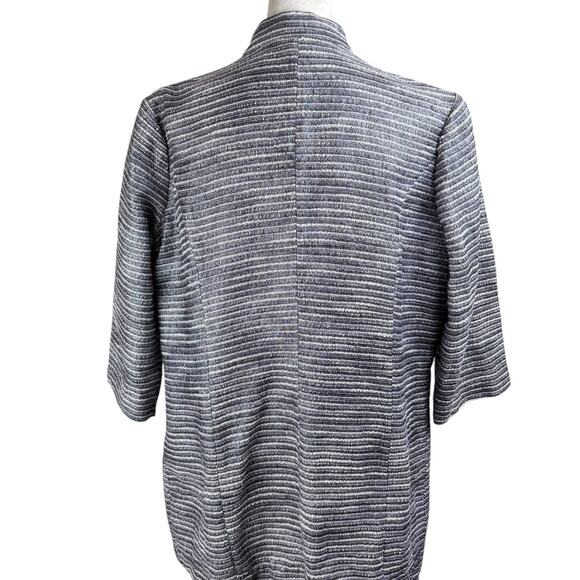 Misook Silver Linings Metallic Silver & Gray Textured Collarless Open Jacket - Picture 10 of 13